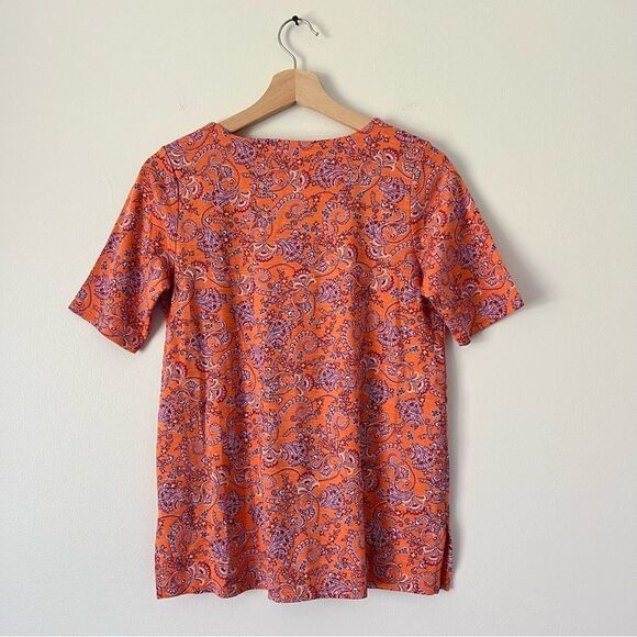 J. Jill Paisley Pima Slub Scoop Neck Tee Top Size XS - Picture 8 of 10